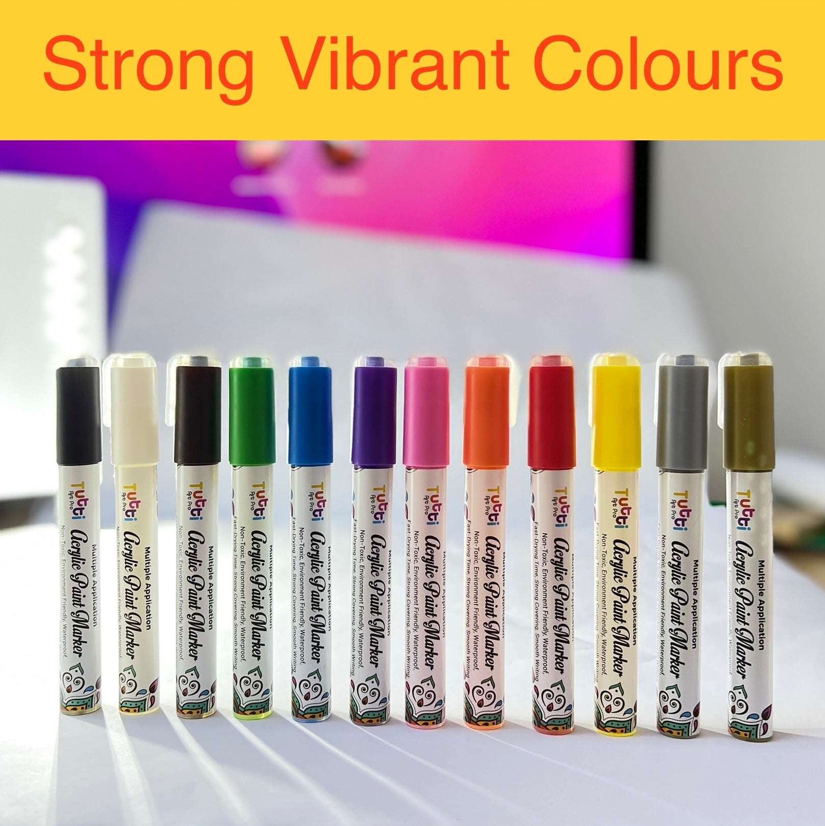 Acrylic Paint Marker Pens Set 12 Color Acrylic Paint Pen Medium Tip Acrylic Paint  Markers for